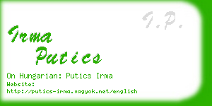 irma putics business card